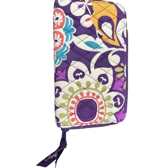 Vera Bradley Quilted Purple Green Floral Accordion Zippered Wallet 16 Slots - Picture 6 of 12